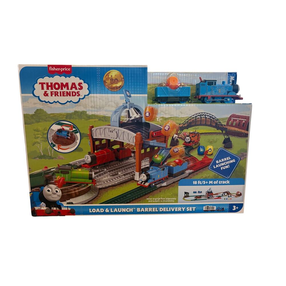 Thomas & Friends Motorized LOAD AND LAUNCH BARREL DELIVERY SET/Train Playset NEW
